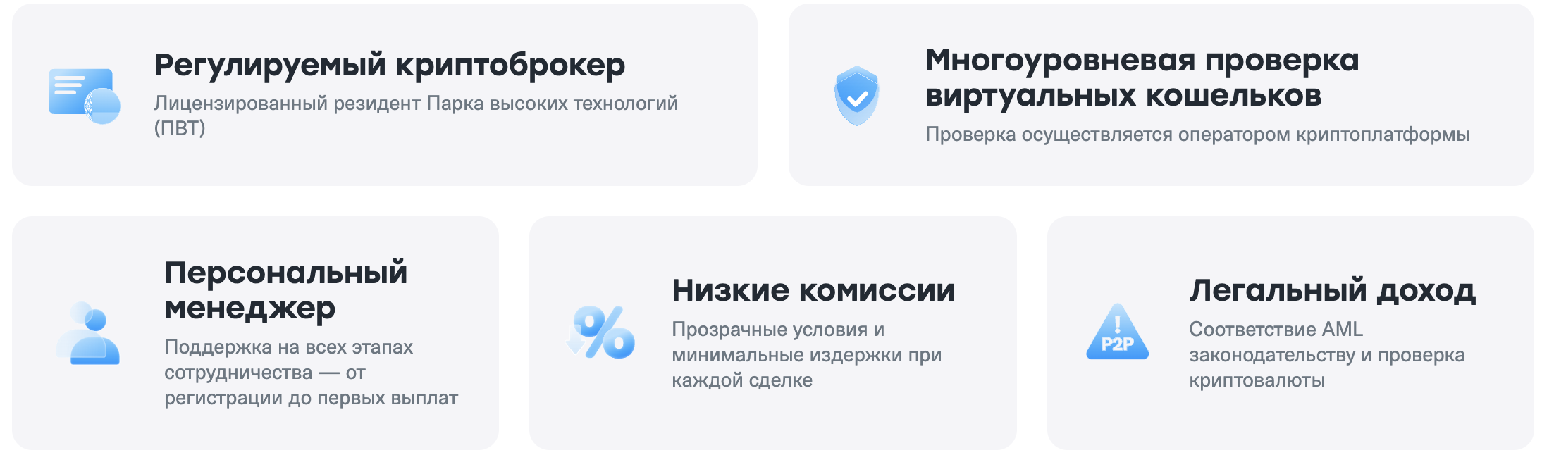6 преимуществ Cifra Markets — Регулируемый криптоброкер, Многоуровневая проверка кошельков, Персональный менеджер, Низкие комиссии, Легальный доход